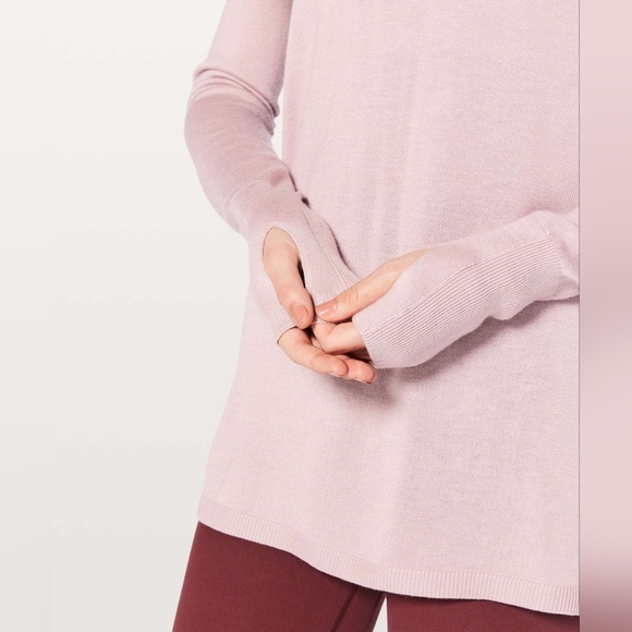 Lululemon Bring It Backbend Sweater Women 10 Pullover Pink Cashmere Open Back - Picture 4 of 15
